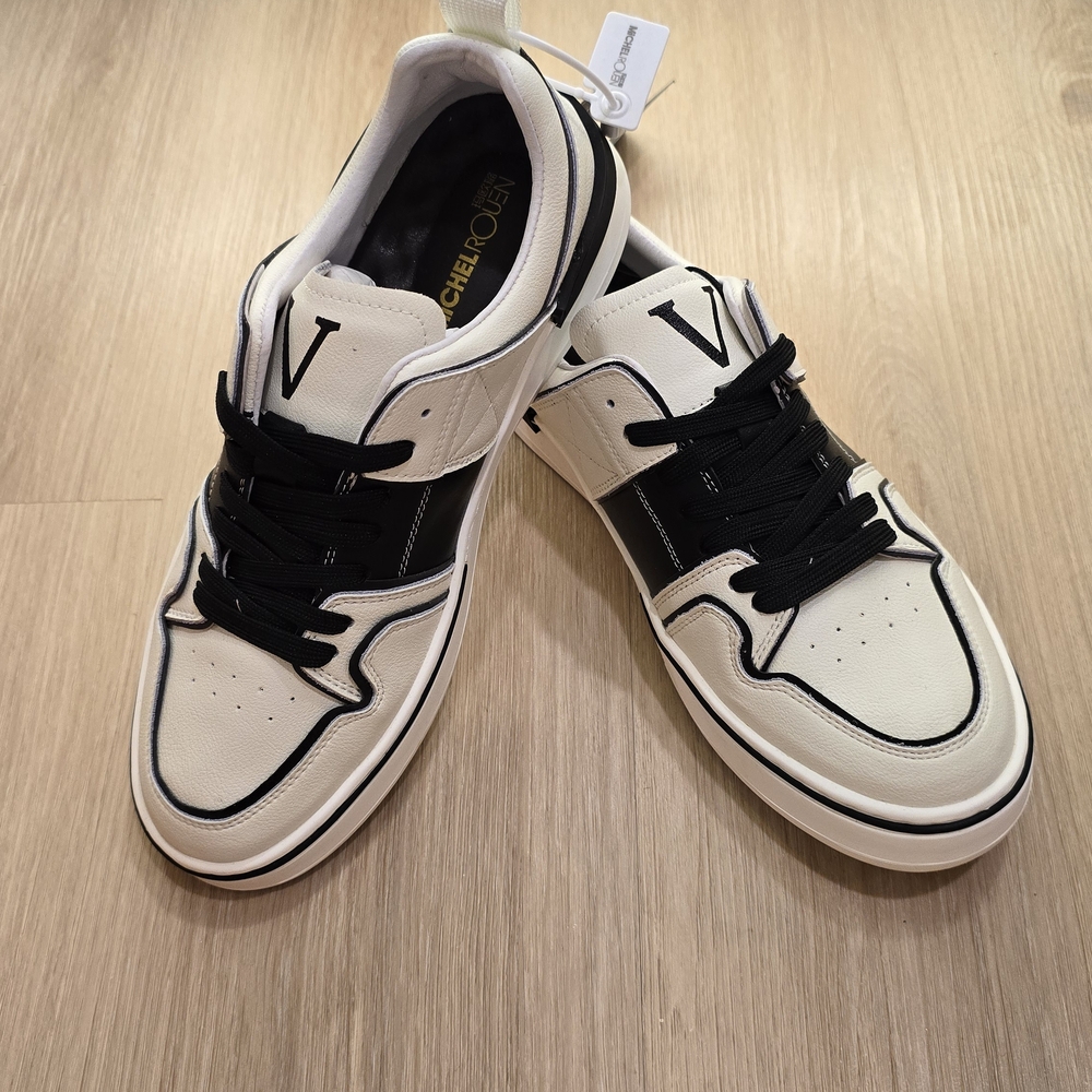 Stunning Black and White Sneakers Genuine Leather